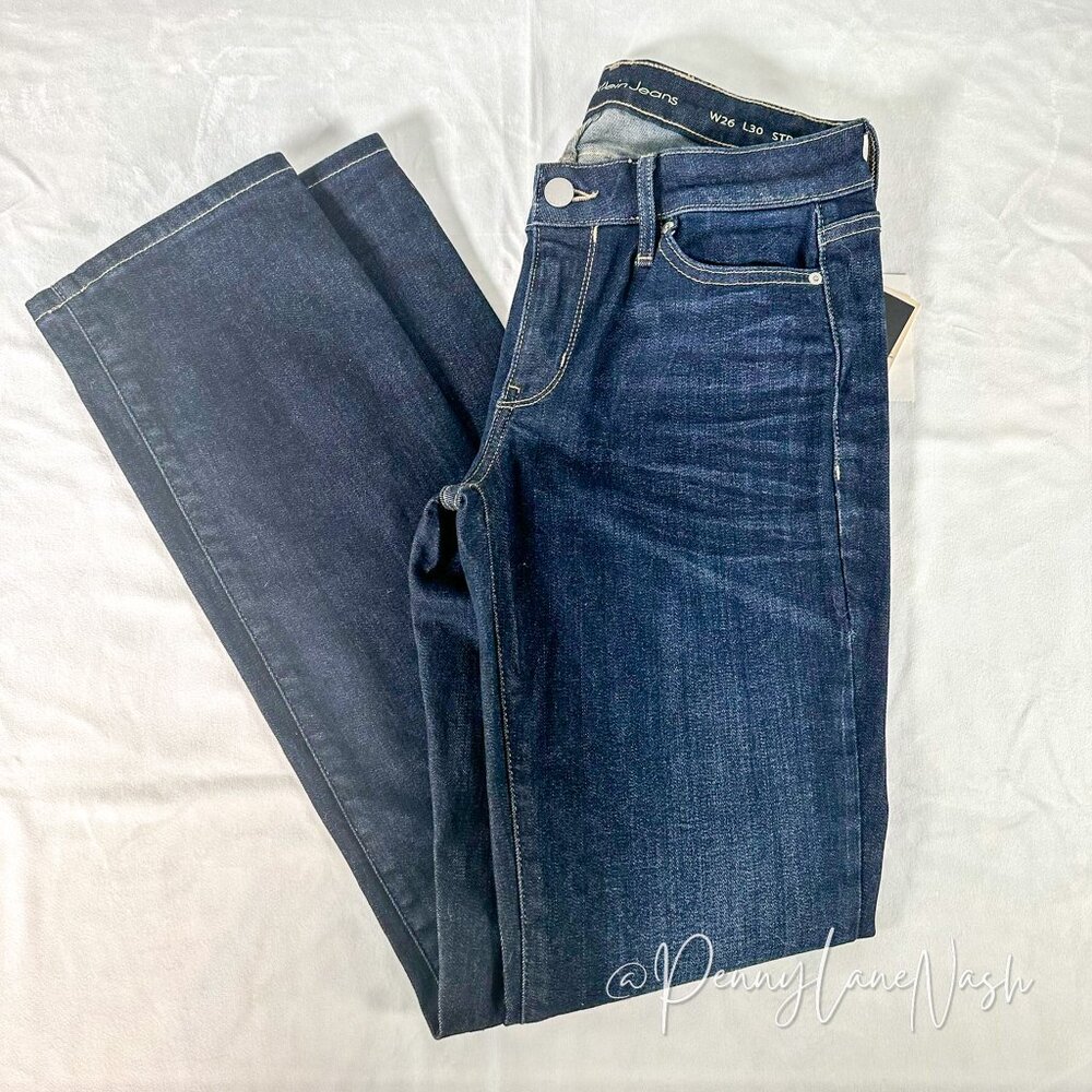 Calvin Klein Jeans Straight-Leg Jeans Dark Blue - Picture 7 of 12